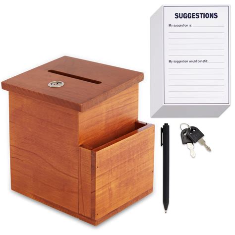 suggestion box with lock wood or metal|5 x 6 suggestion box.